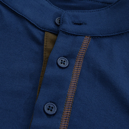 Envío en 24 horas: Camiseta informal de algodón de manga corta con cuello Henley y bloques de color para hombre 53275107Y